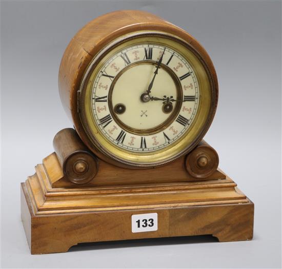 A walnut mantel clock height 26.5cm